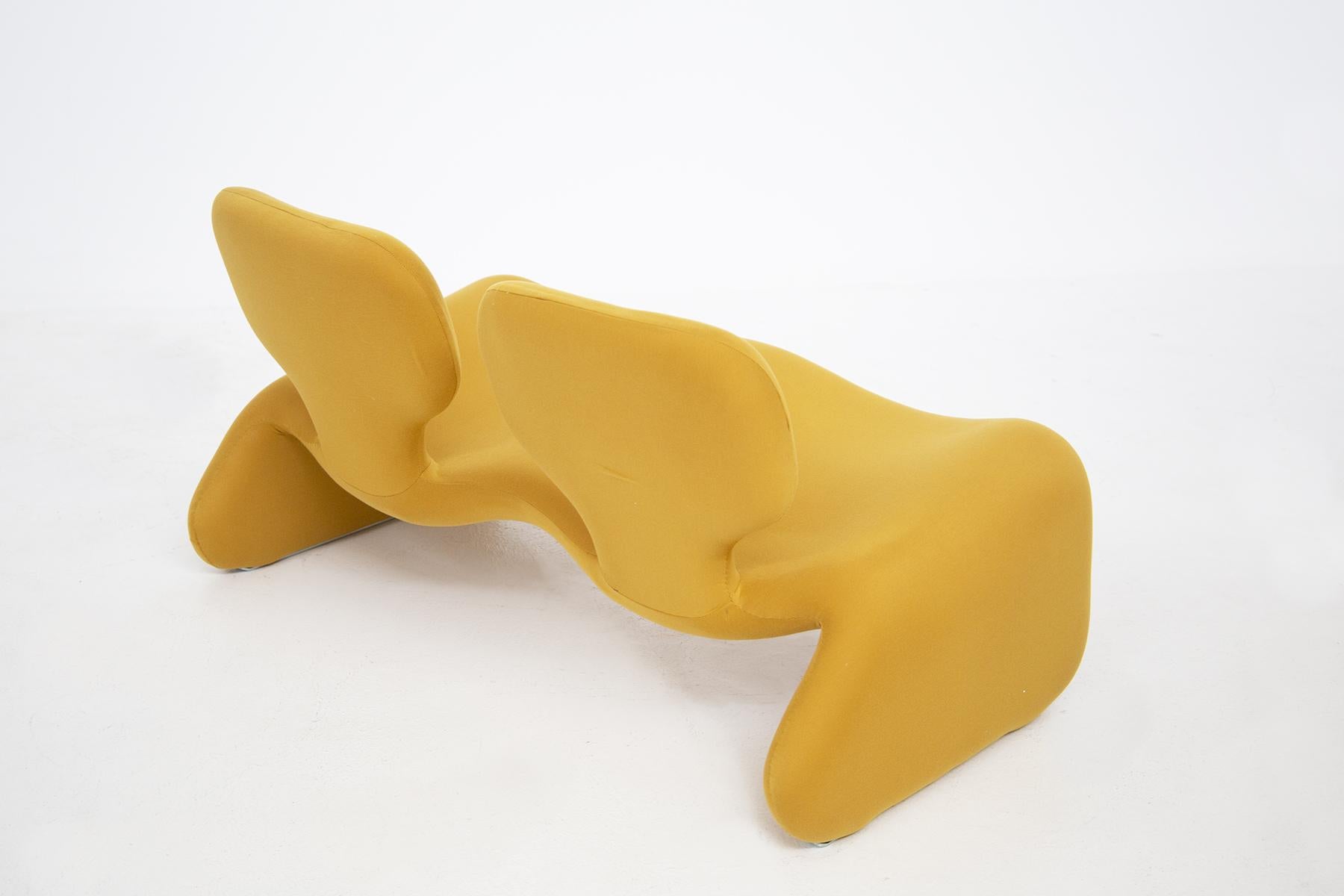 Sofa Djinn Model by Olivier Mourgue in Yellow Fabric In Good Condition For Sale In Milano, IT