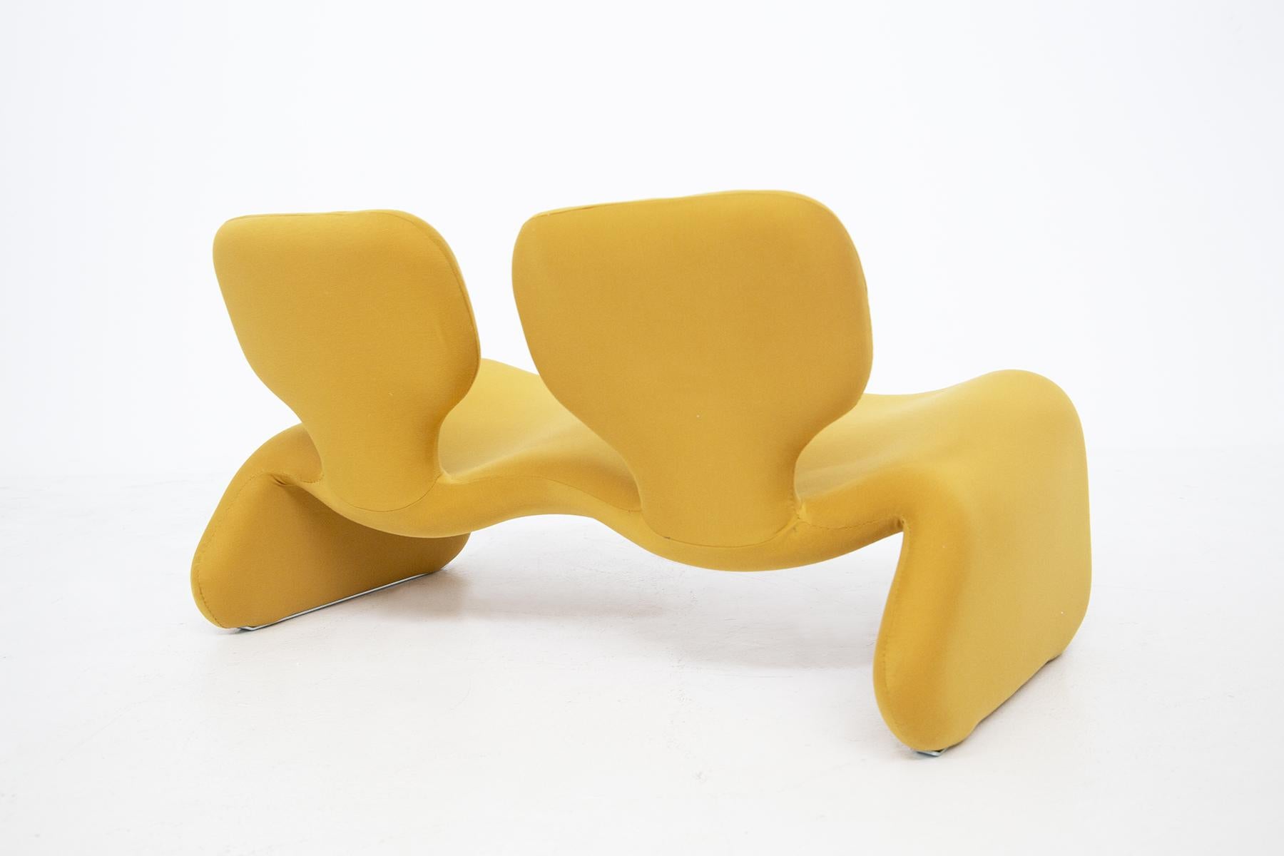Mid-20th Century Sofa Djinn Model by Olivier Mourgue in Yellow Fabric For Sale