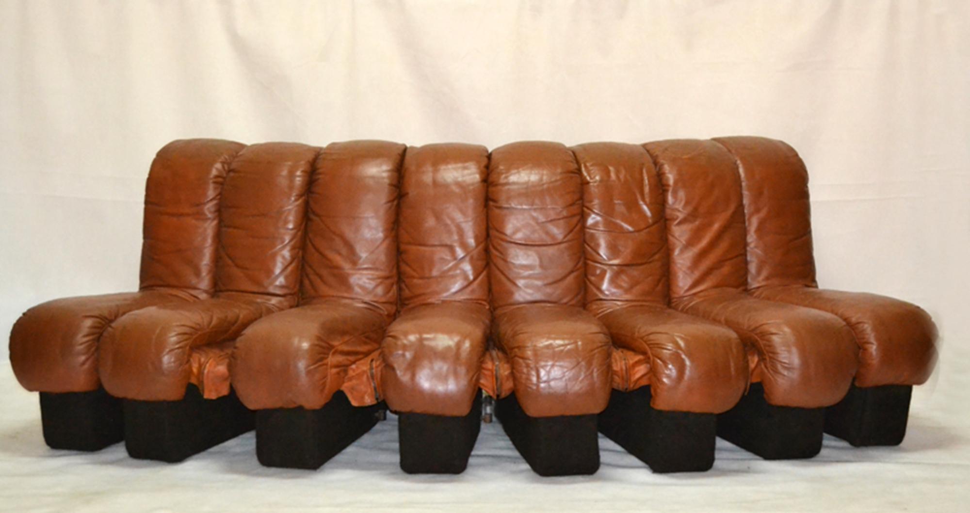 Mid-Century Modern Sofa Ds 600 Eight Modules by De Sede in Full Grain Leather, 1970s, Switzerland