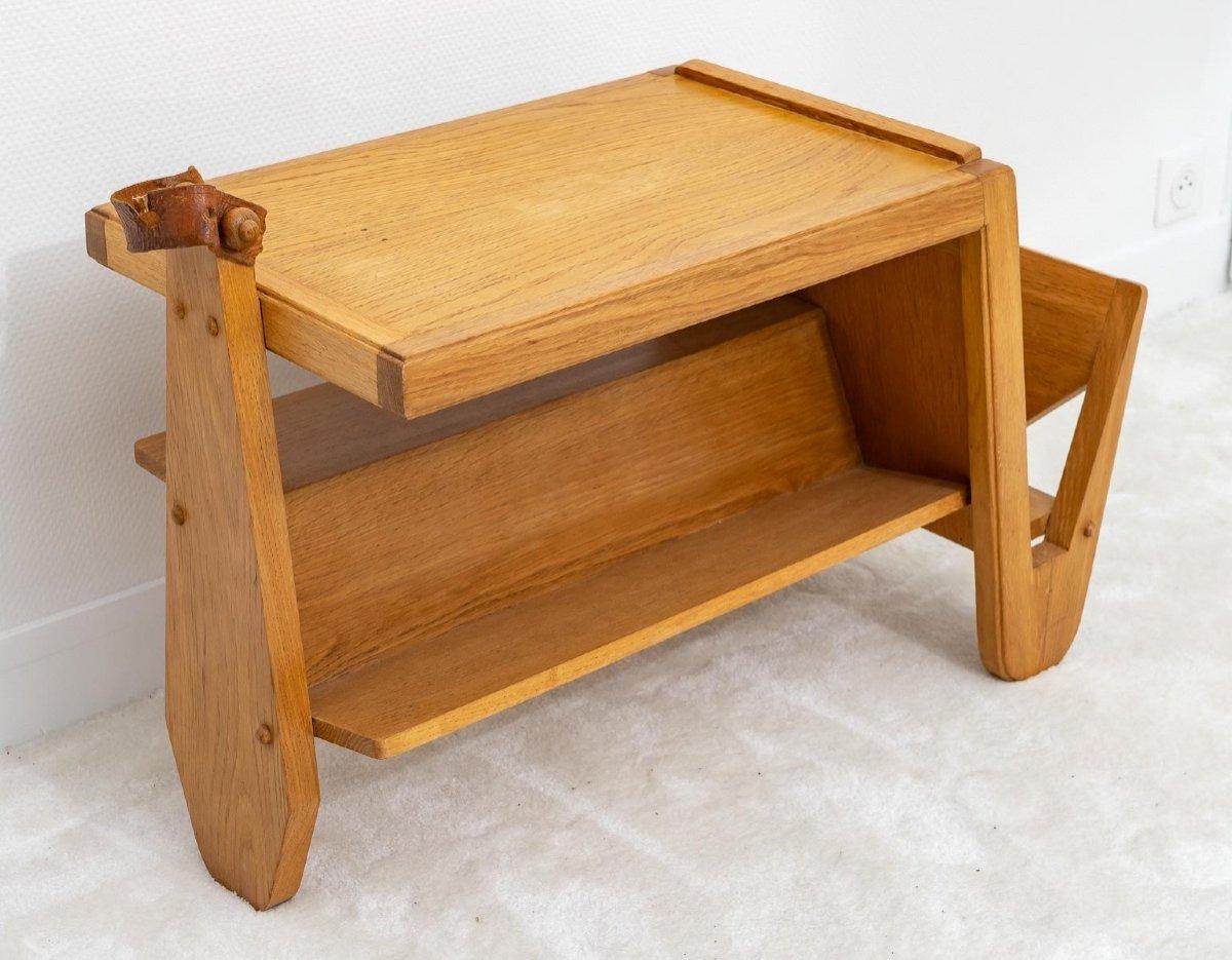 Sofa End Table, Waxed Light Oak, Design Guillerme & Chambron, circa 1965 In Excellent Condition In CRÉTEIL, FR