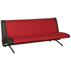 Sofa, Fabric Leather Metal and Foam, 1960s-1970s O. Silvani for Tecno