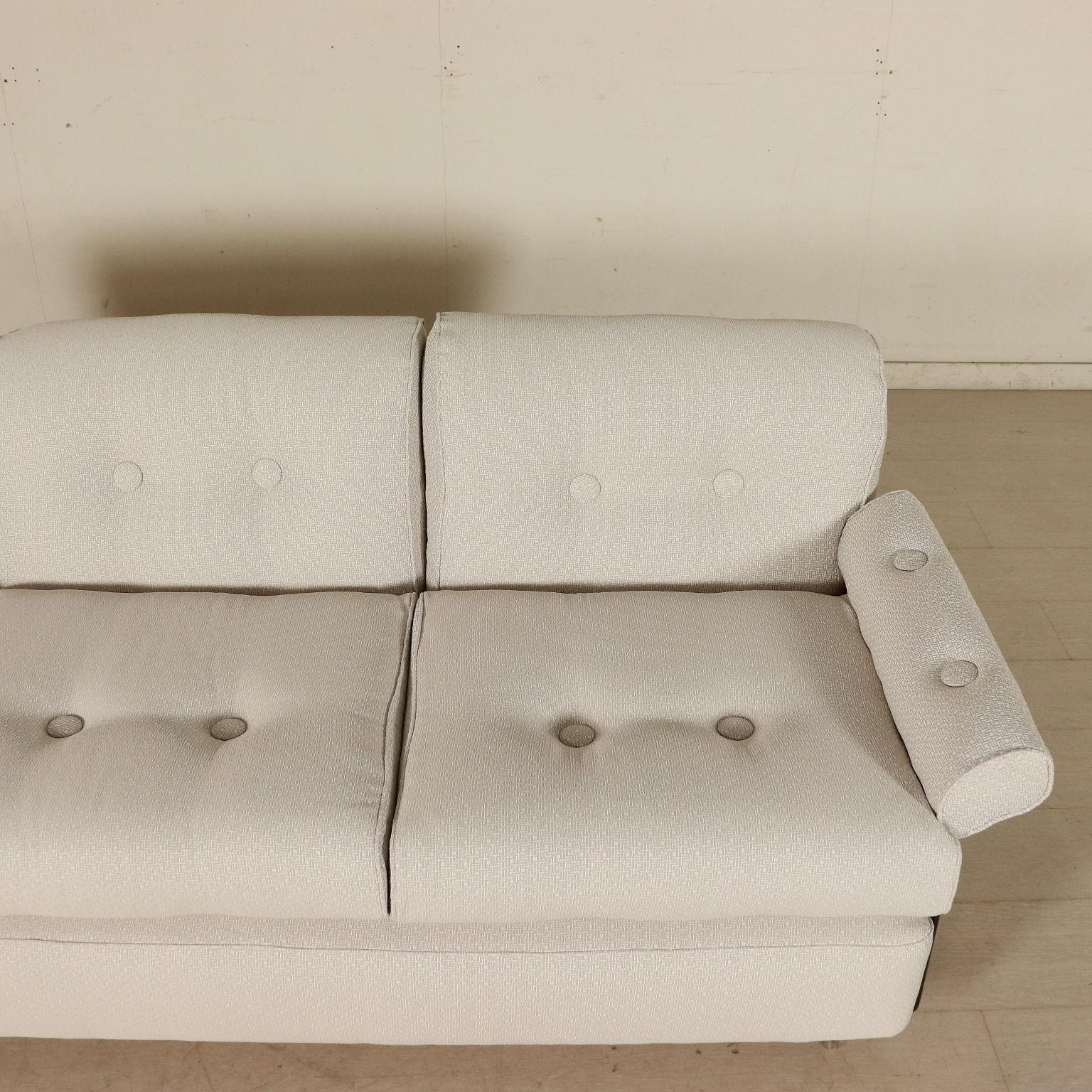 Mid-Century Modern Sofa Foam Padding Stained Poplar Veneer Vintage, Italy, 1960s
