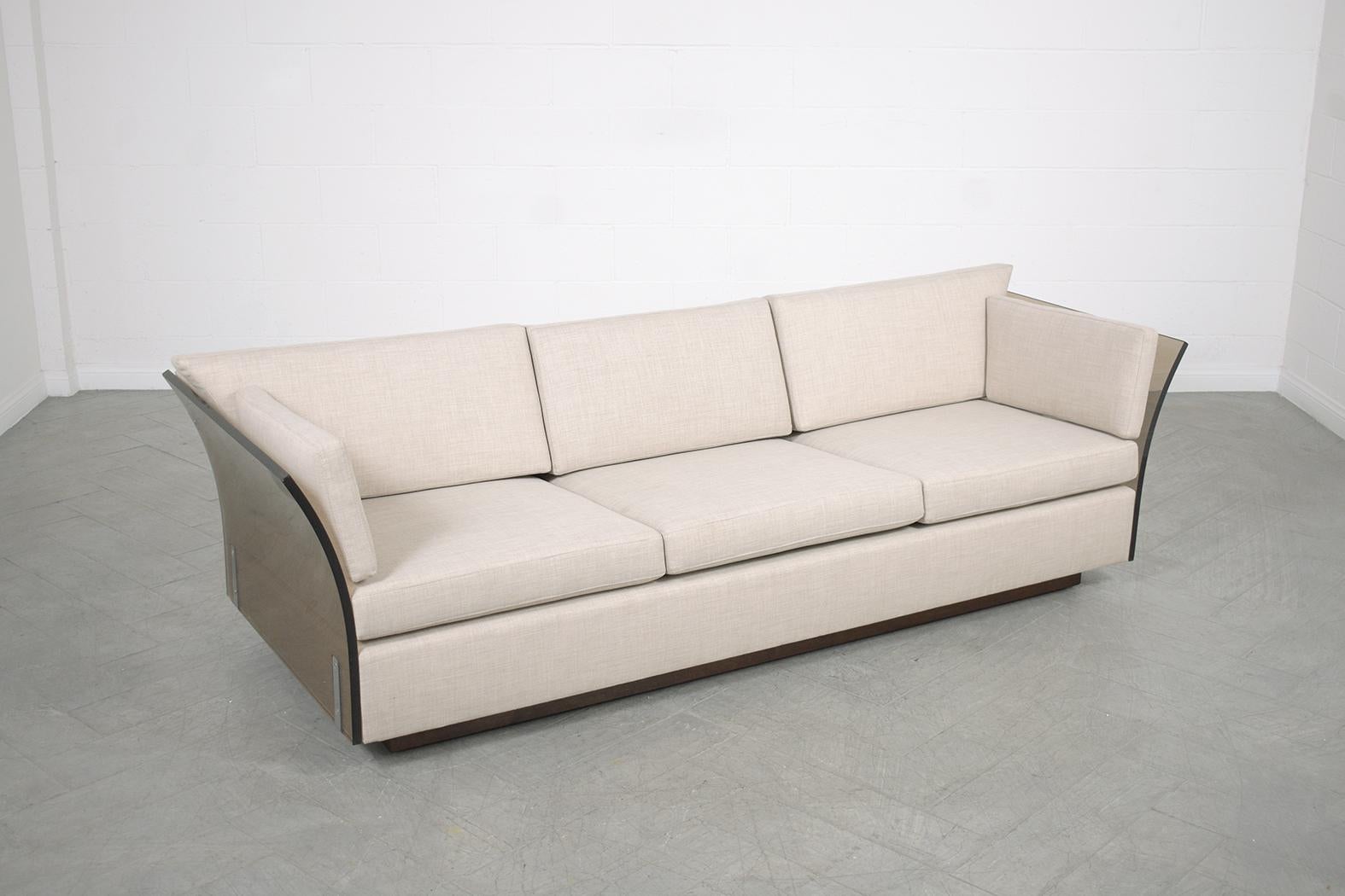 Restored Mid-Century Modern 1960s Milo Baughman Sofa In Good Condition In Los Angeles, CA