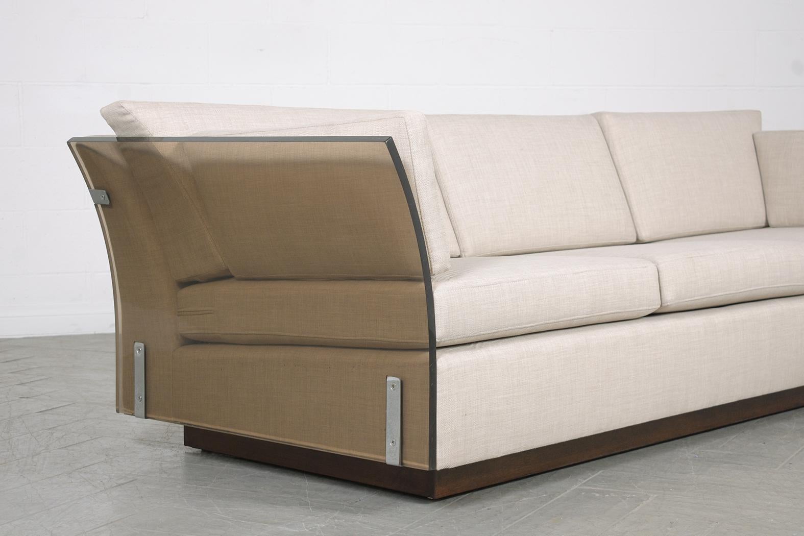 Steel Restored Mid-Century Modern 1960s Milo Baughman Sofa