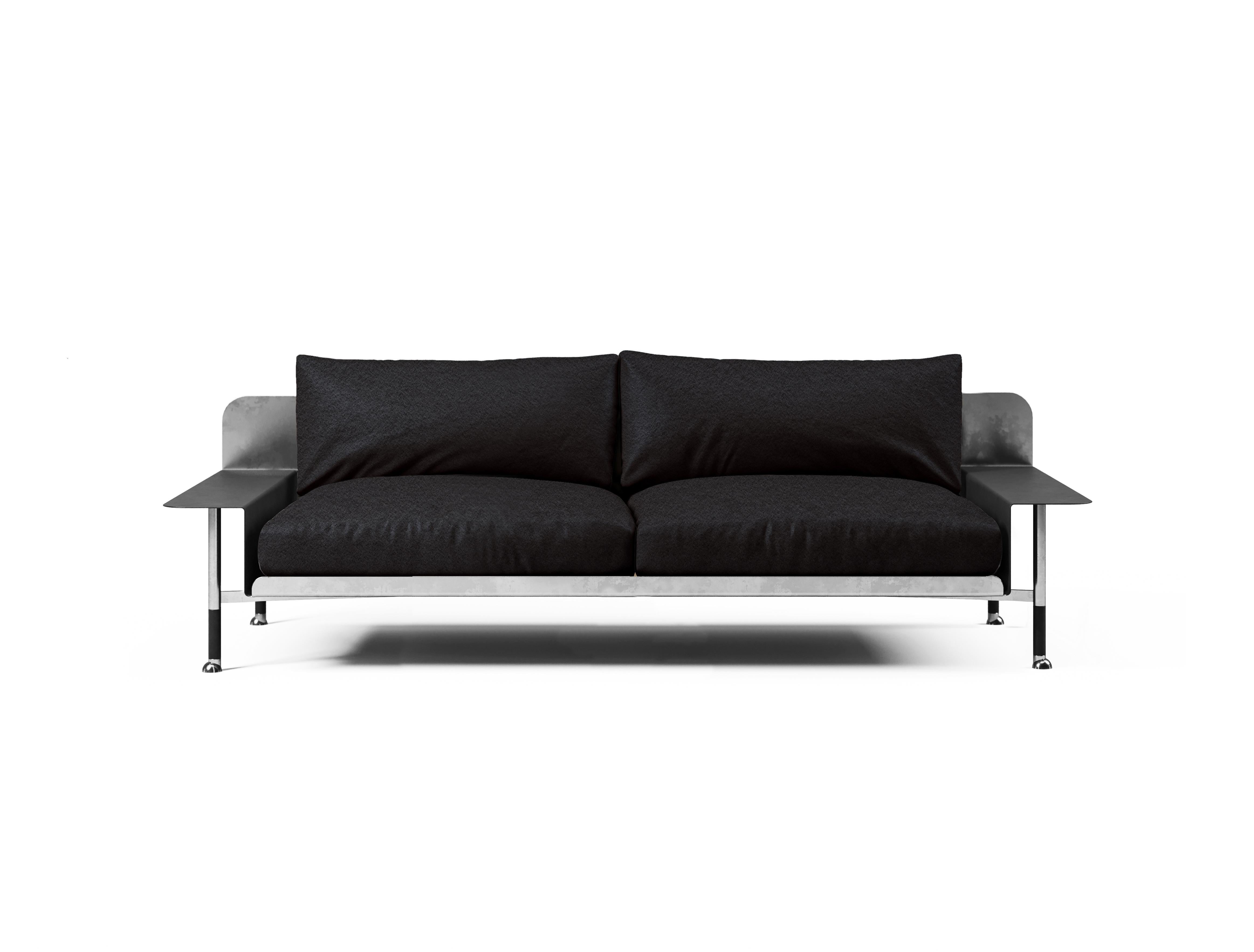 Silver Sofa F.R.F.G. '2' with Armrests For Sale