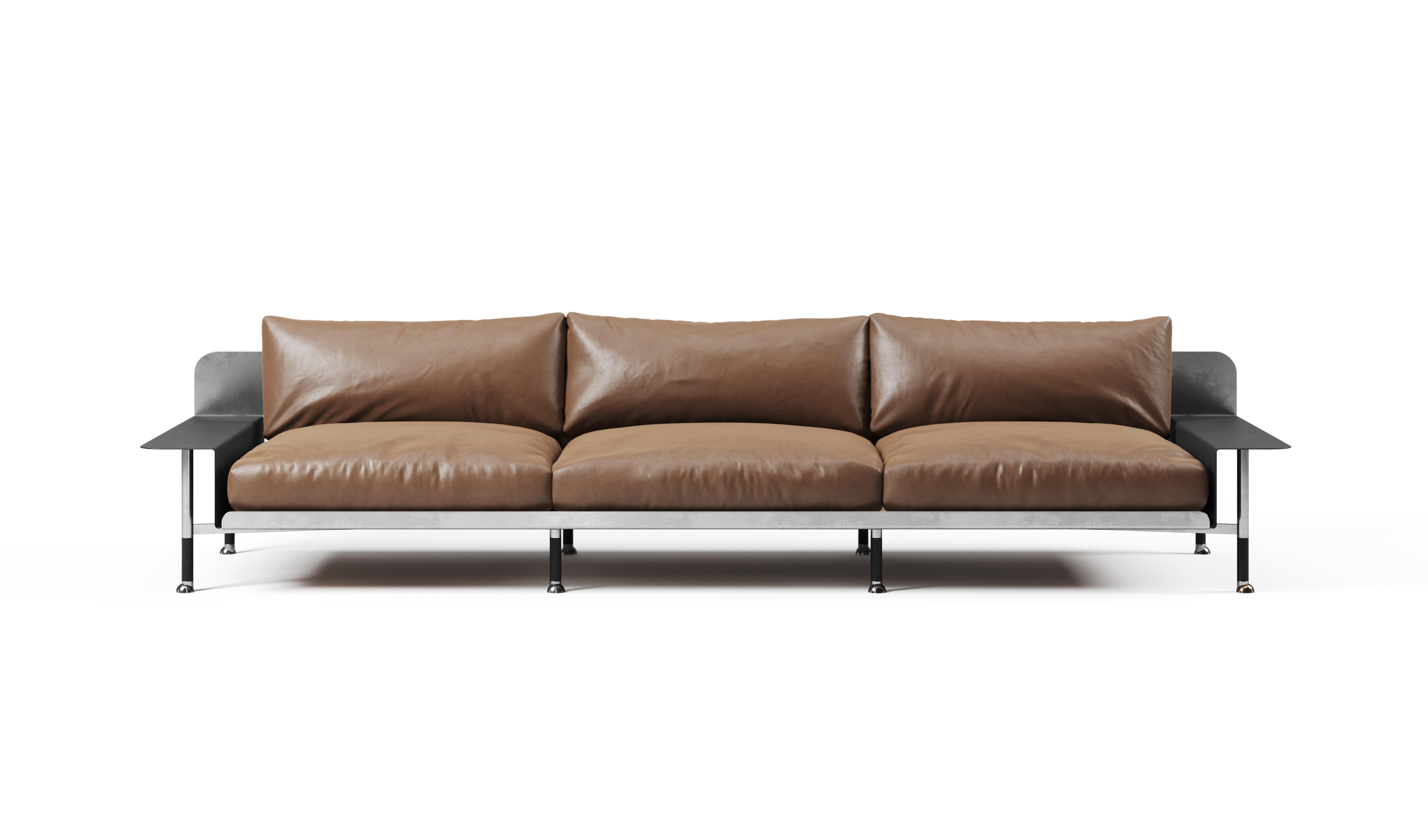 Silver Sofa F.R.F.G. '3' with Armrests For Sale