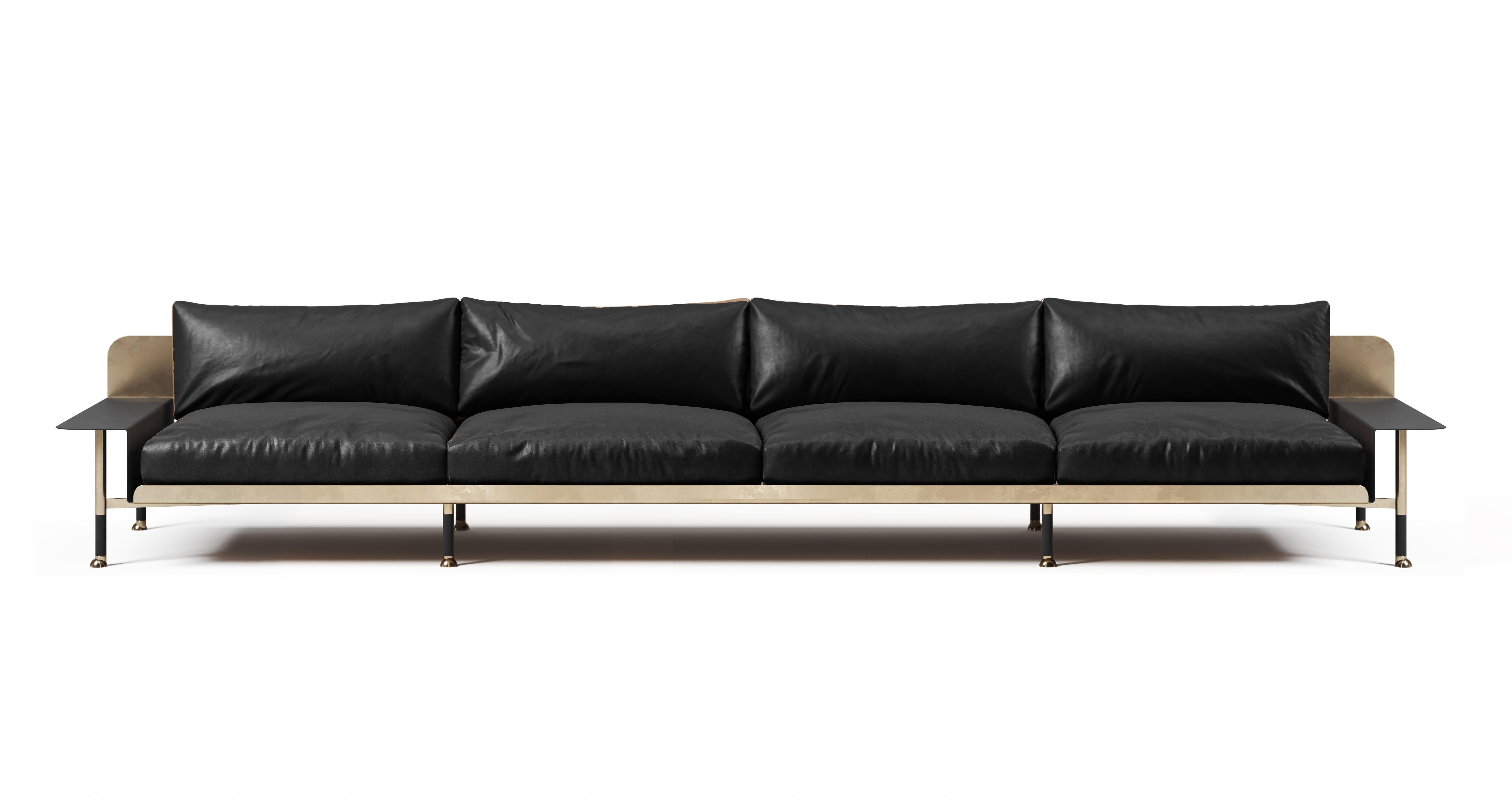 A classic sofa shape, interpreted through our lens. A versatile yet livable statement piece and a work of art that explores soft brutalism, designed to age with intention and beauty. It Feels Right, It Feels Good.

Single plate folded brass or