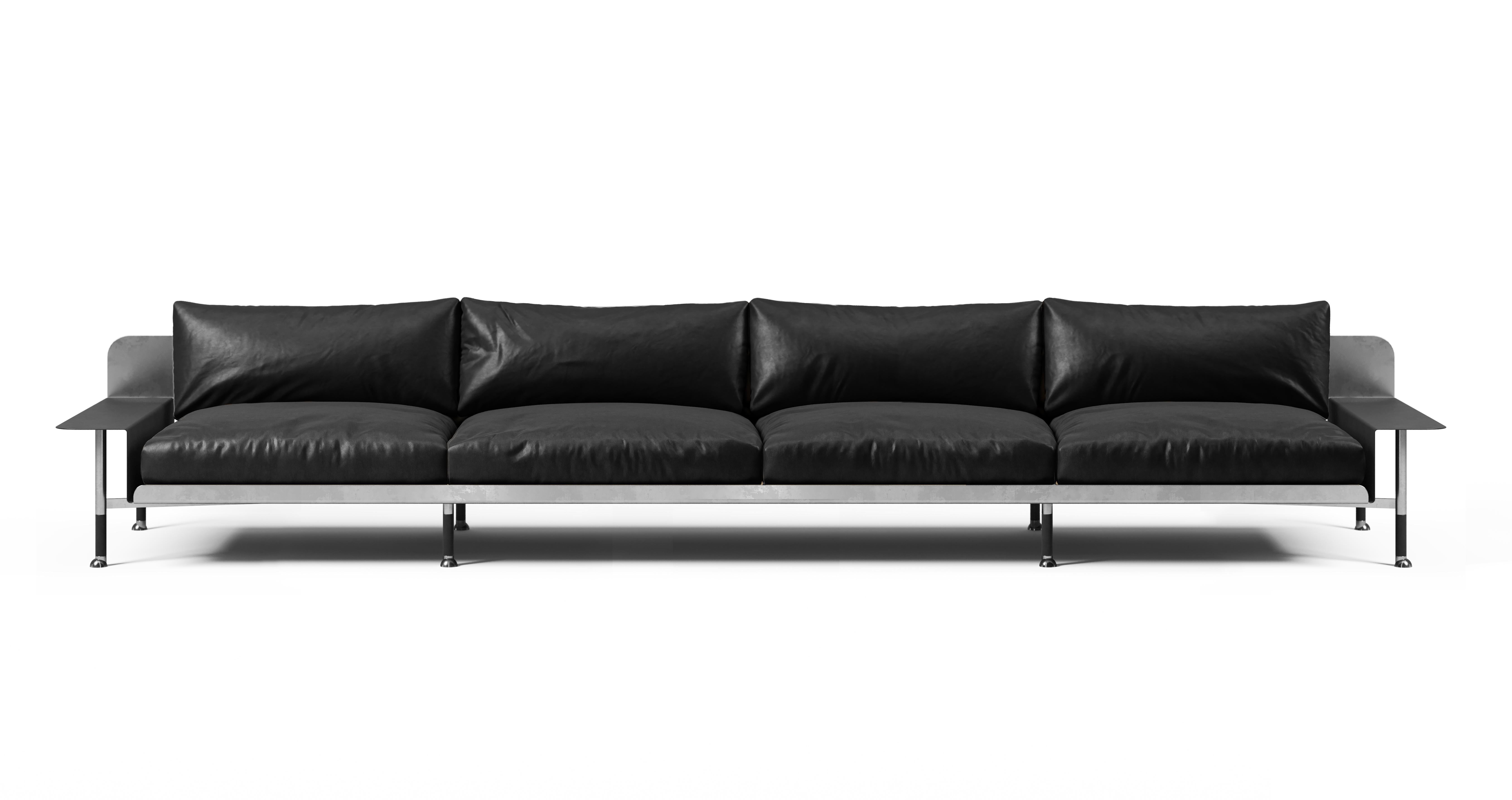 Sofa F.R.F.G. '4' mit Armlehnen (Silber) im Angebot