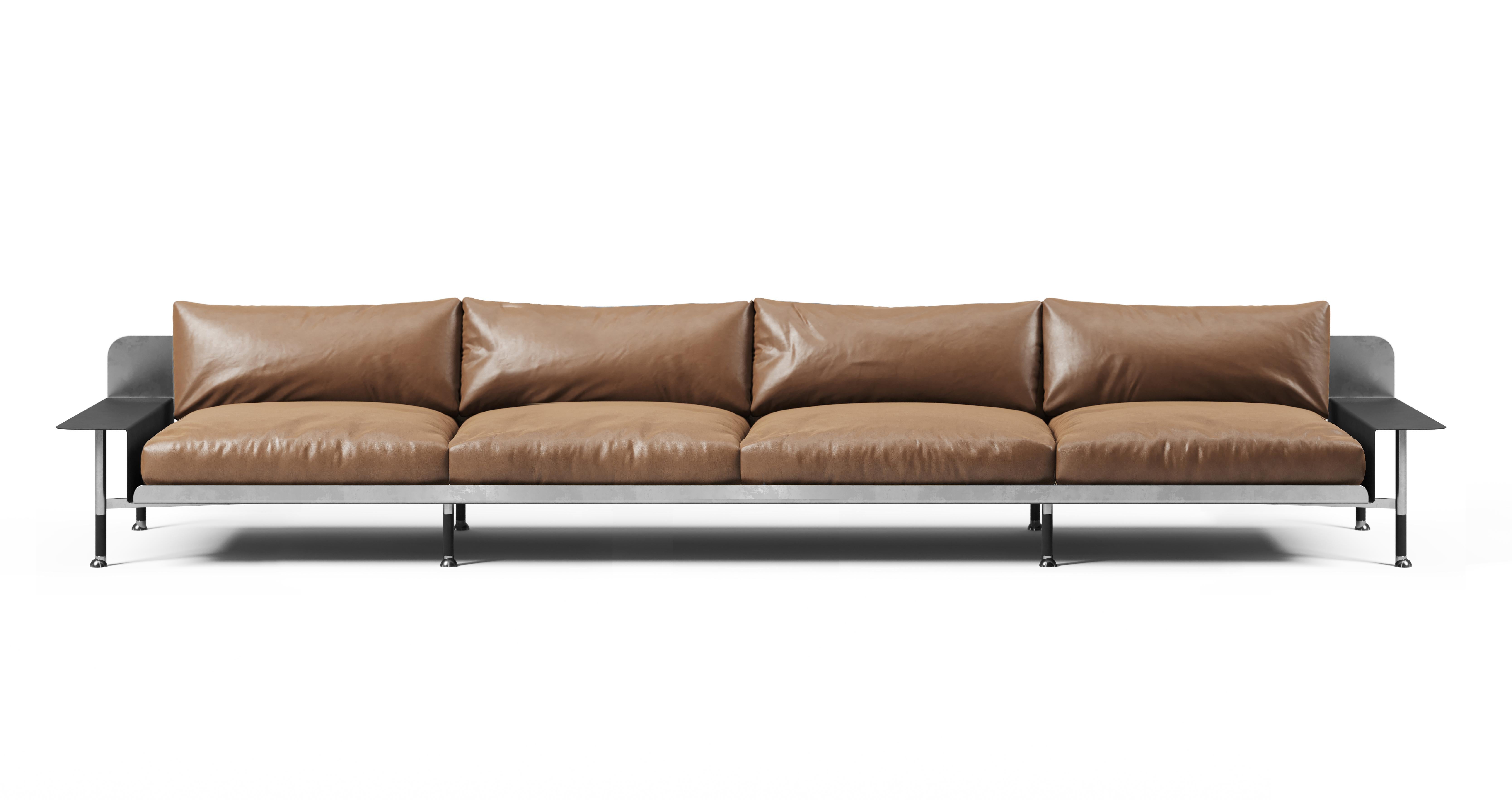 Silver Sofa F.R.F.G. '4' with Armrests For Sale