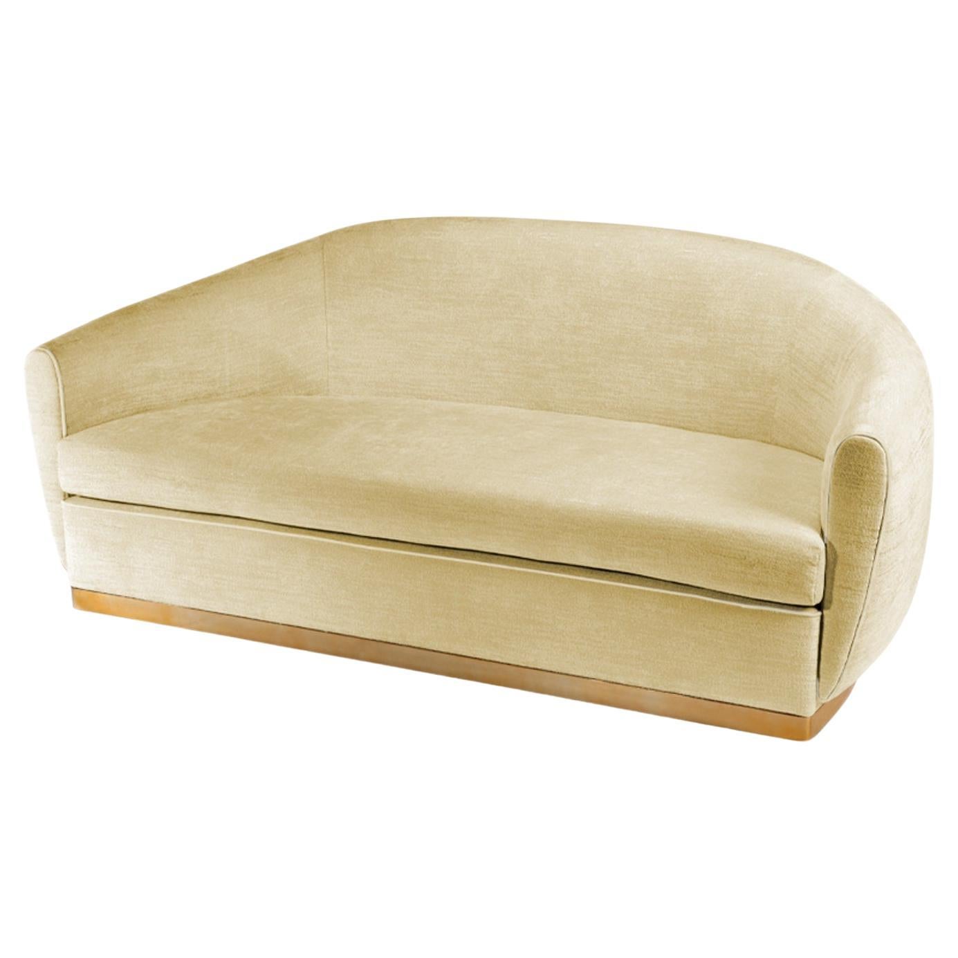Sofa Grace 2-Seat in Yellow Marka Barket Upholstery and Polished Brass Base For Sale