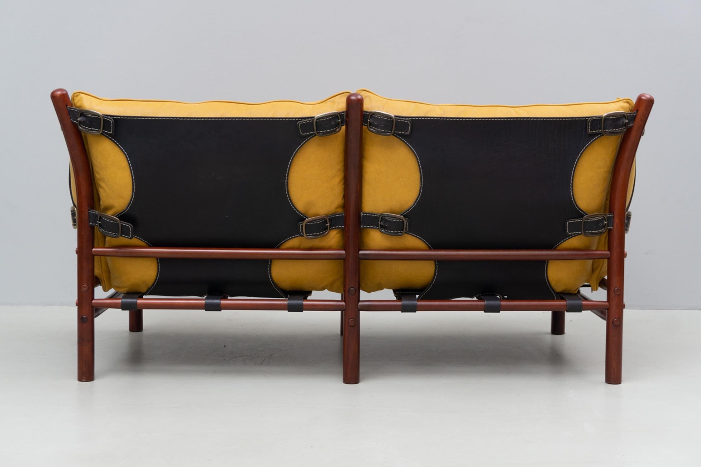 Norwegian Sofa 'Illona' in Yellow Leather by Arne Norell, 1968 For Sale