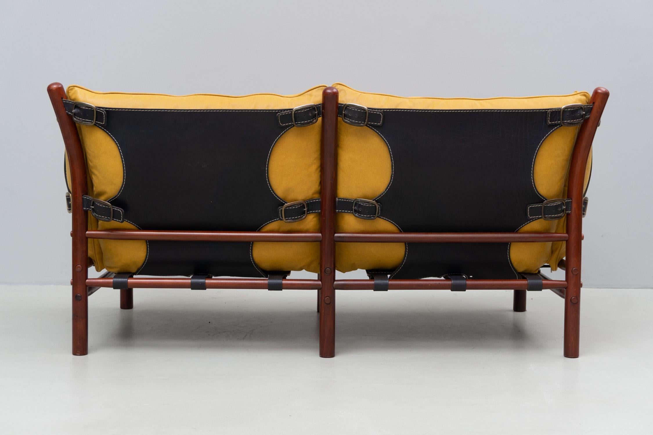 Stained Sofa 'Illona' in Yellow Leather by Arne Norell, 1968 For Sale