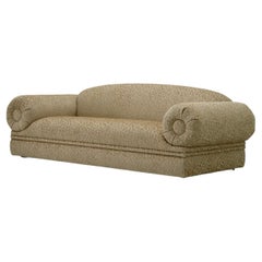 Sofa in Auden Beige Jacquard Fabric with Leopard Pattern