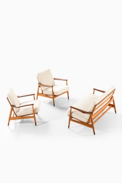 Sofá de haya y tela de Arne Vodder, años 50