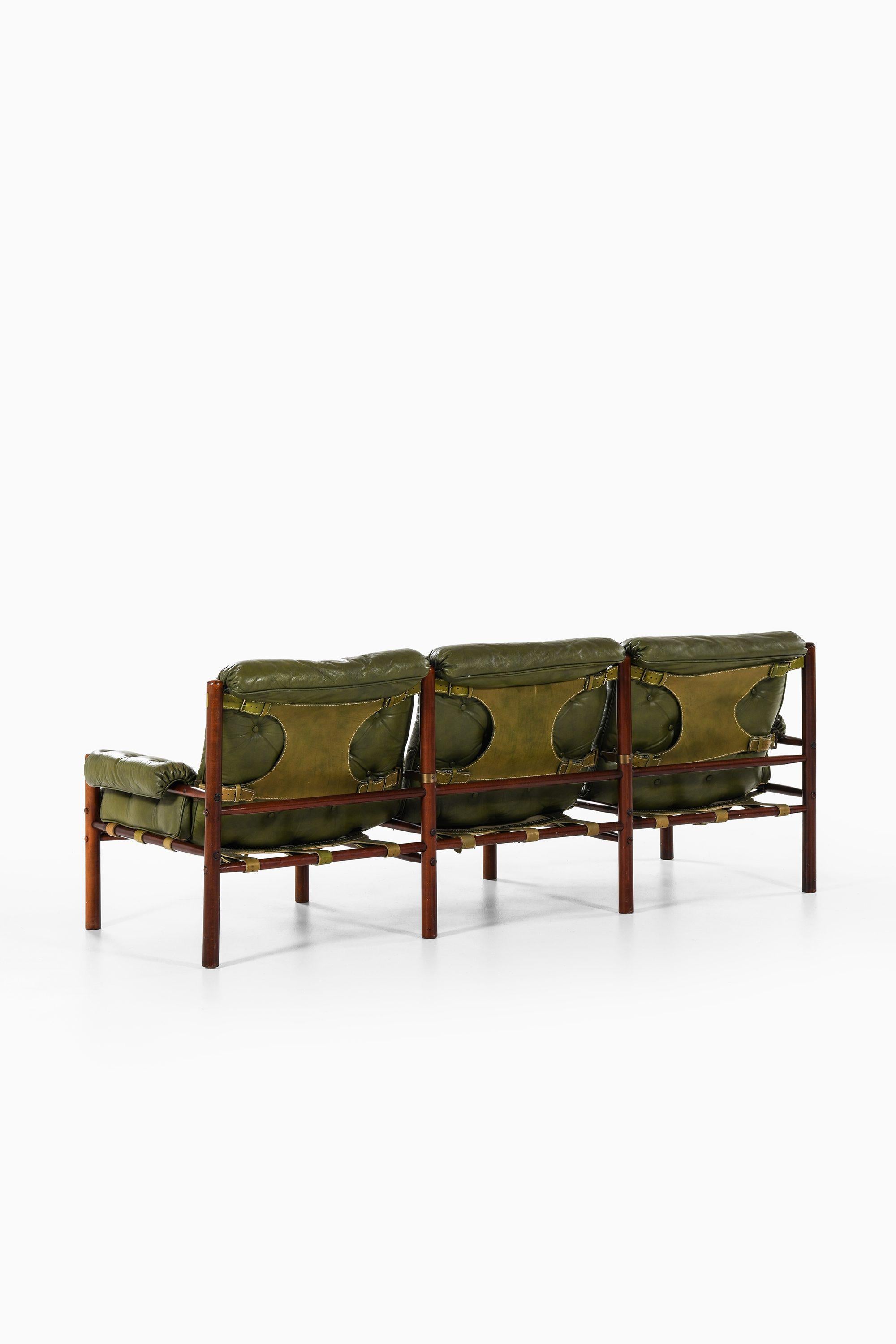 Swedish Sofa in Beech and Leather by Arne Norell, 1960s For Sale