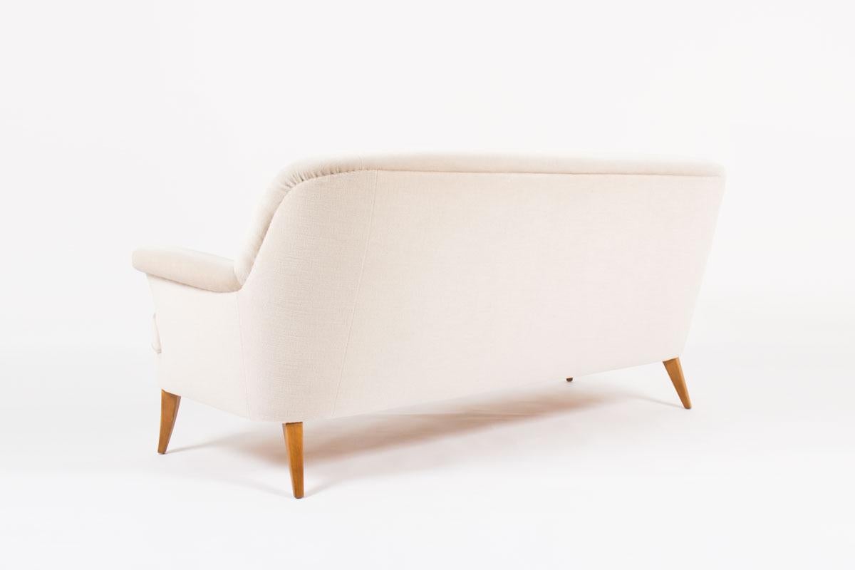 Sofa in Beige Mohair Velvet Fabric, Swedish Design, 1950 In Good Condition In Auribeau sur Siagne, FR