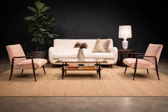 Divano in legno di Caviuna e Bouclé bianco sporco di Giuseppe Scapinelli, Brasile, anni '50