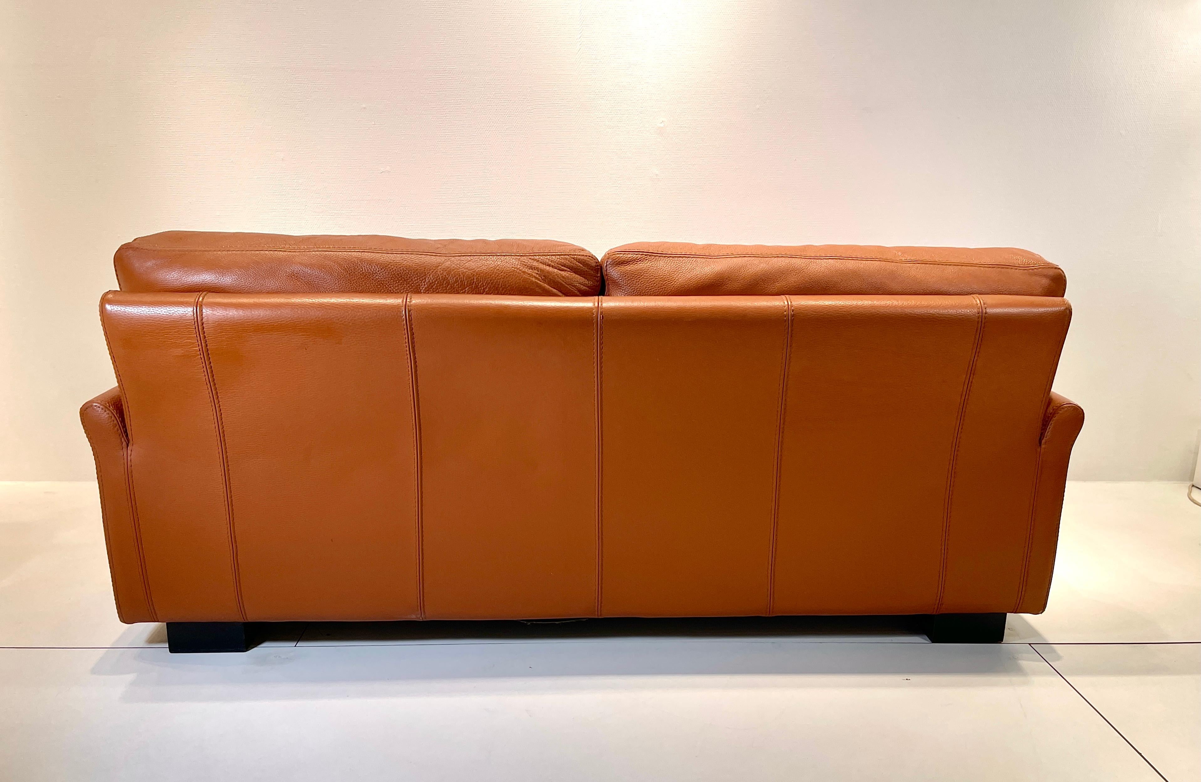 Late 20th Century Sofa in Cognac Leather by Roche Bobois