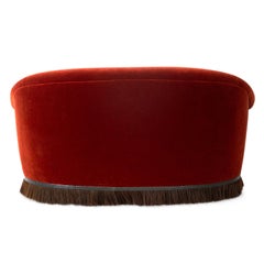 Sofa in Knoll Textile Plush Mohair with Hand Carved Steel Elements and Horsehair