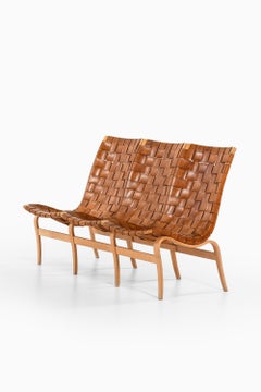 Sofa in Laminated Birch and Original Leather Webbing by Bruno Mathsson, 1968