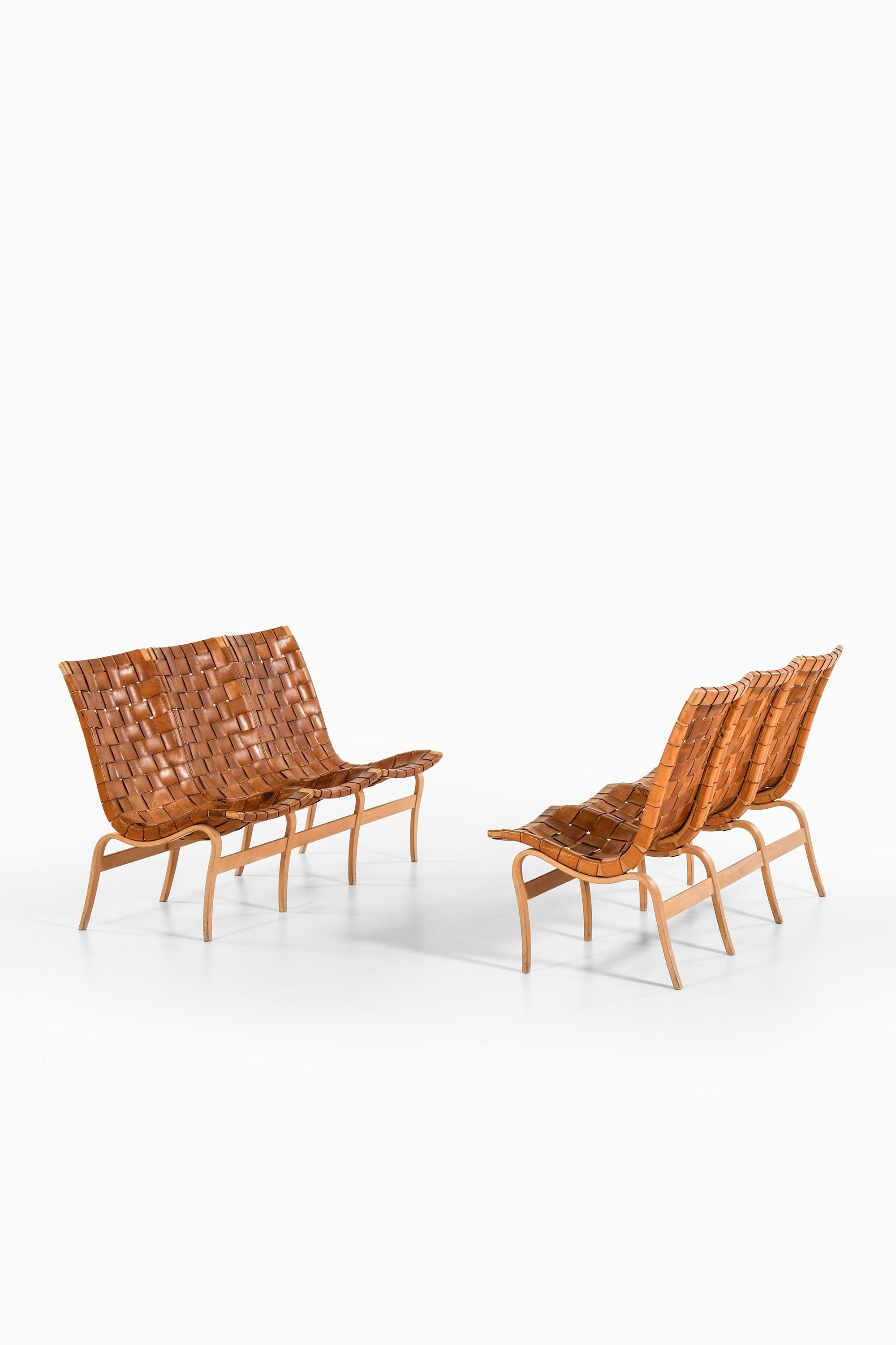 Sofa aus laminierter Birke und Original-Lederband von Bruno Mathsson, 1968 (Laminiert) im Angebot