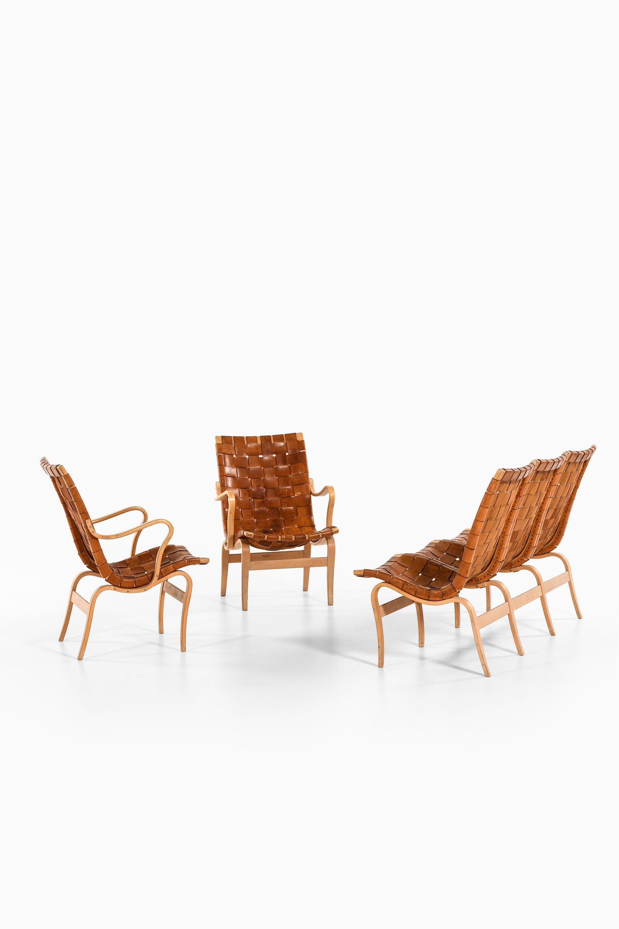Sofa aus laminierter Birke und Original-Lederband von Bruno Mathsson, 1968 im Zustand „Gut“ im Angebot in Limhamn, Skåne län