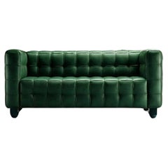 Sofa in leather green Alivar Mvsevm 632 (Kubus) design Josef Hoffmann year 1910