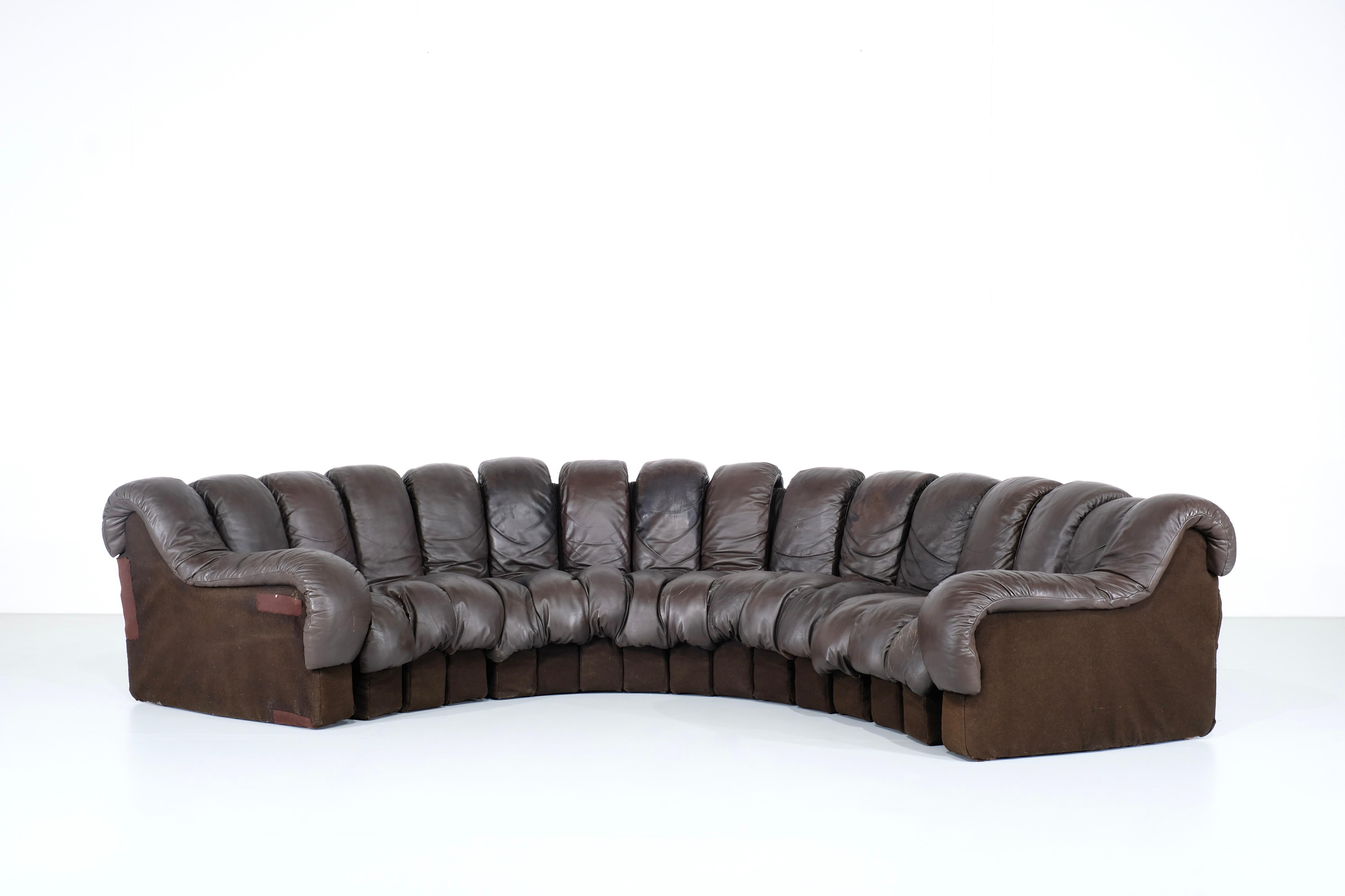 Sofa aus Leder Non Stop „Ds 600“ für De Sede, Schweiz 1970er Jahre. (Schweizerisch) im Angebot