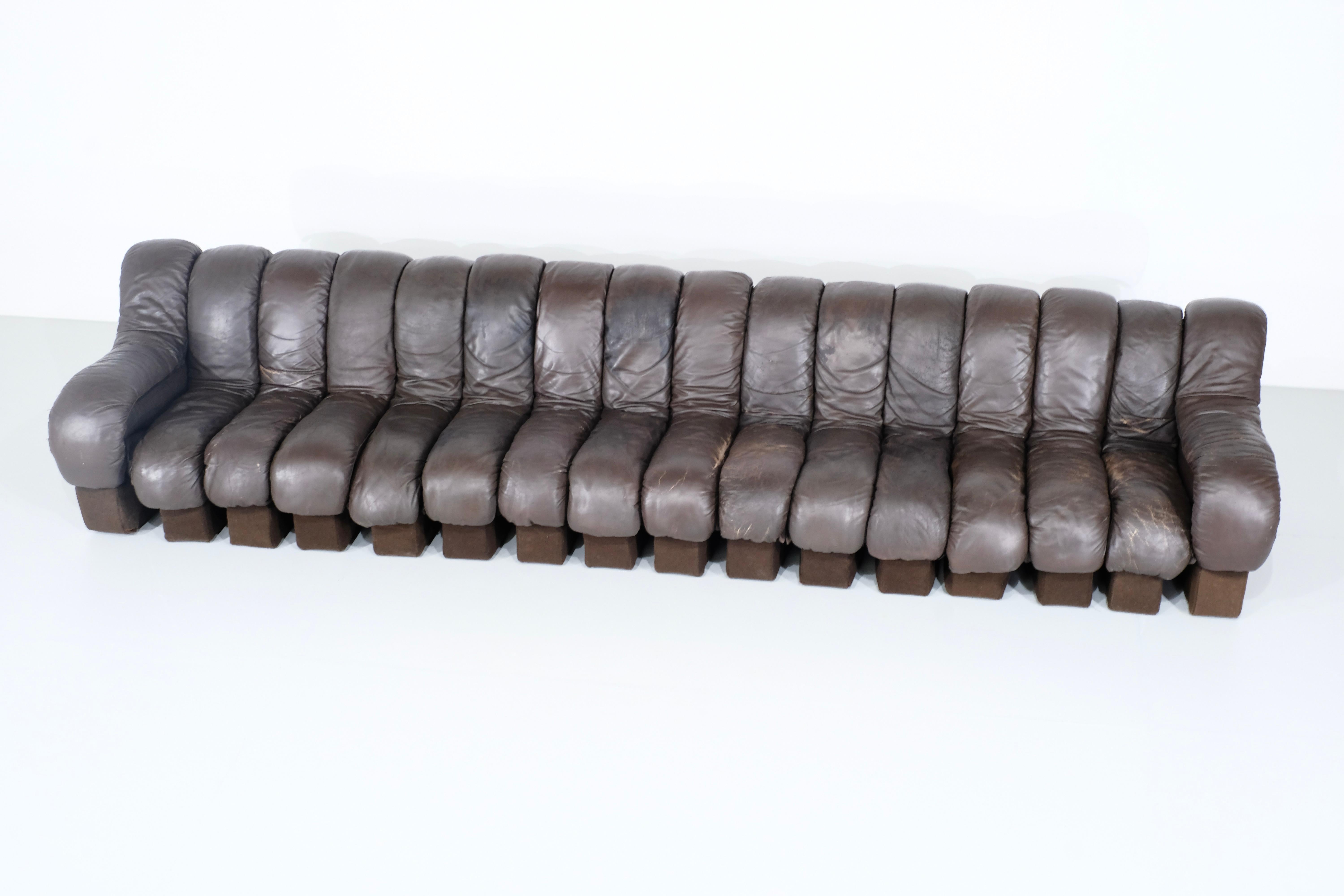 Sofa aus Leder Non Stop „Ds 600“ für De Sede, Schweiz 1970er Jahre. im Angebot 1