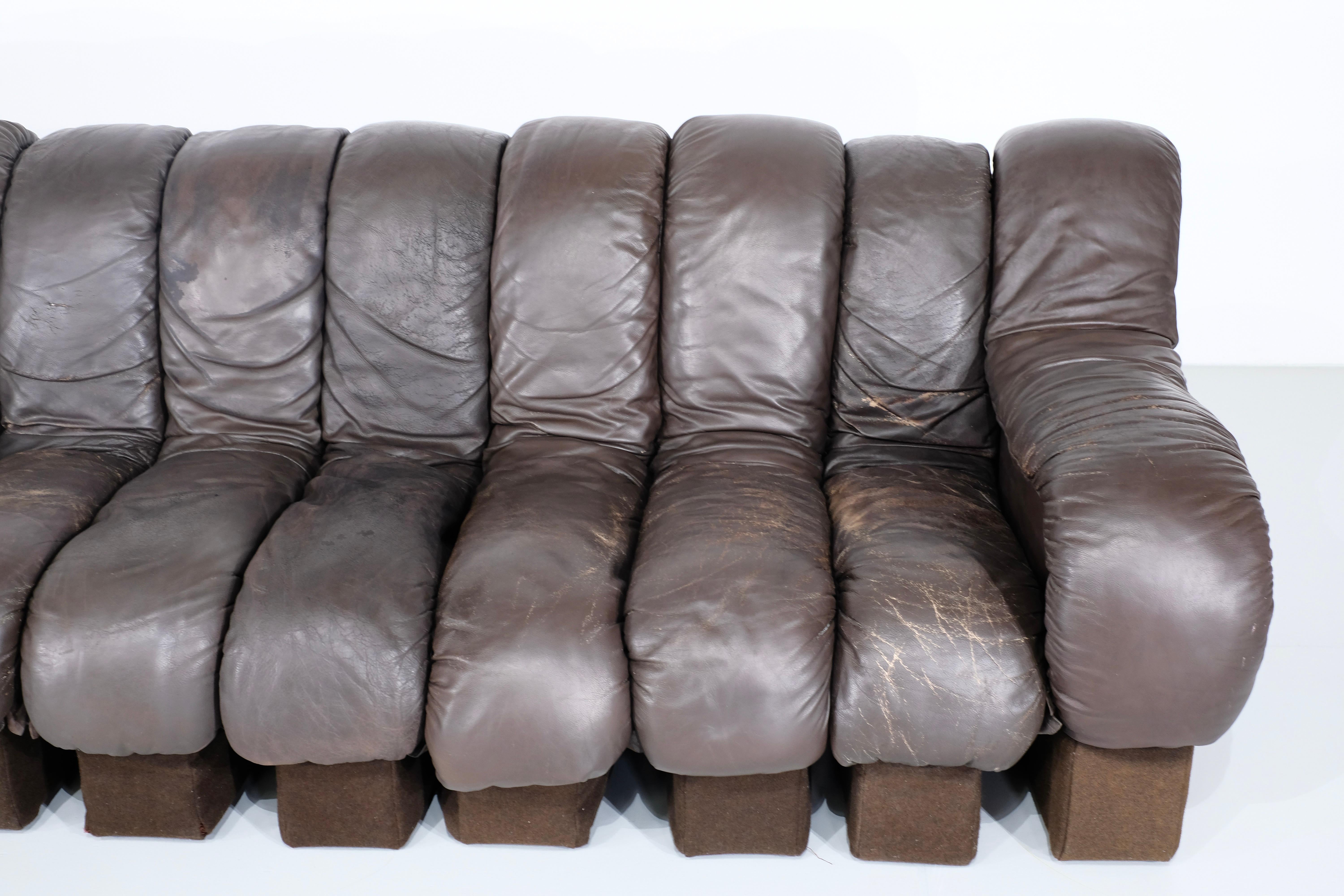 Sofa aus Leder Non Stop „Ds 600“ für De Sede, Schweiz 1970er Jahre. im Angebot 2