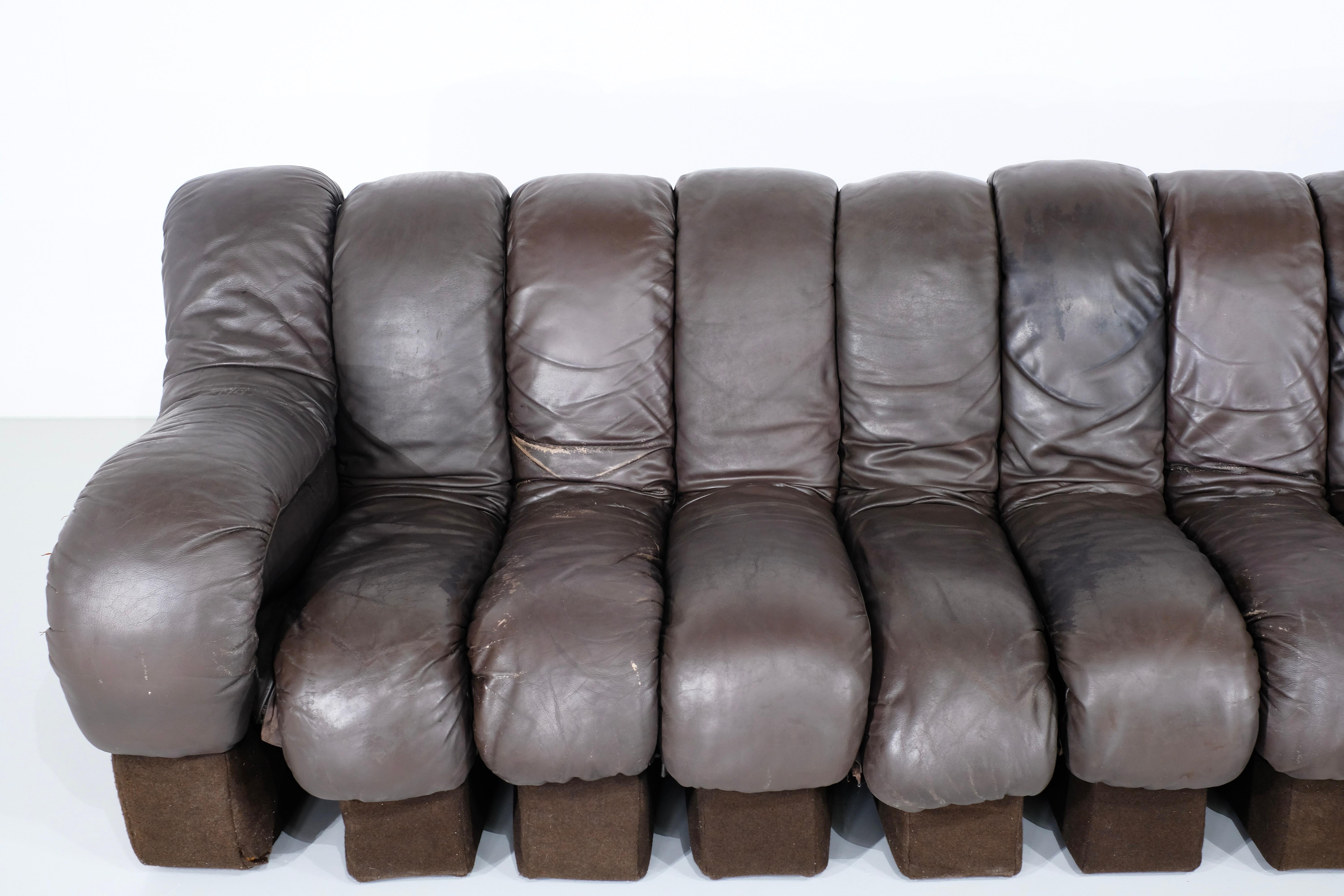 Sofa aus Leder Non Stop „Ds 600“ für De Sede, Schweiz 1970er Jahre. im Angebot 4