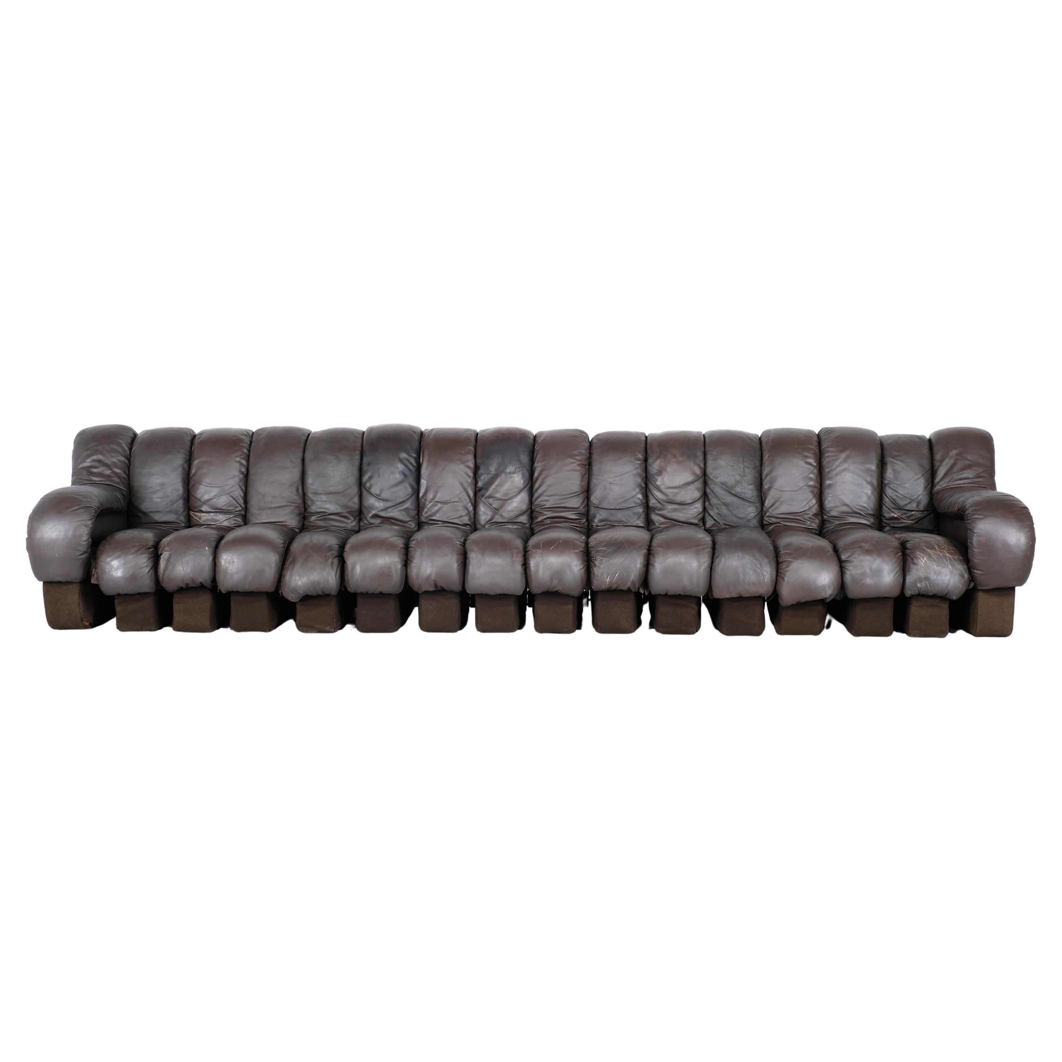 Sofa in Leather Non Stop "Ds 600" for De Sede, Switzerland 1970s.