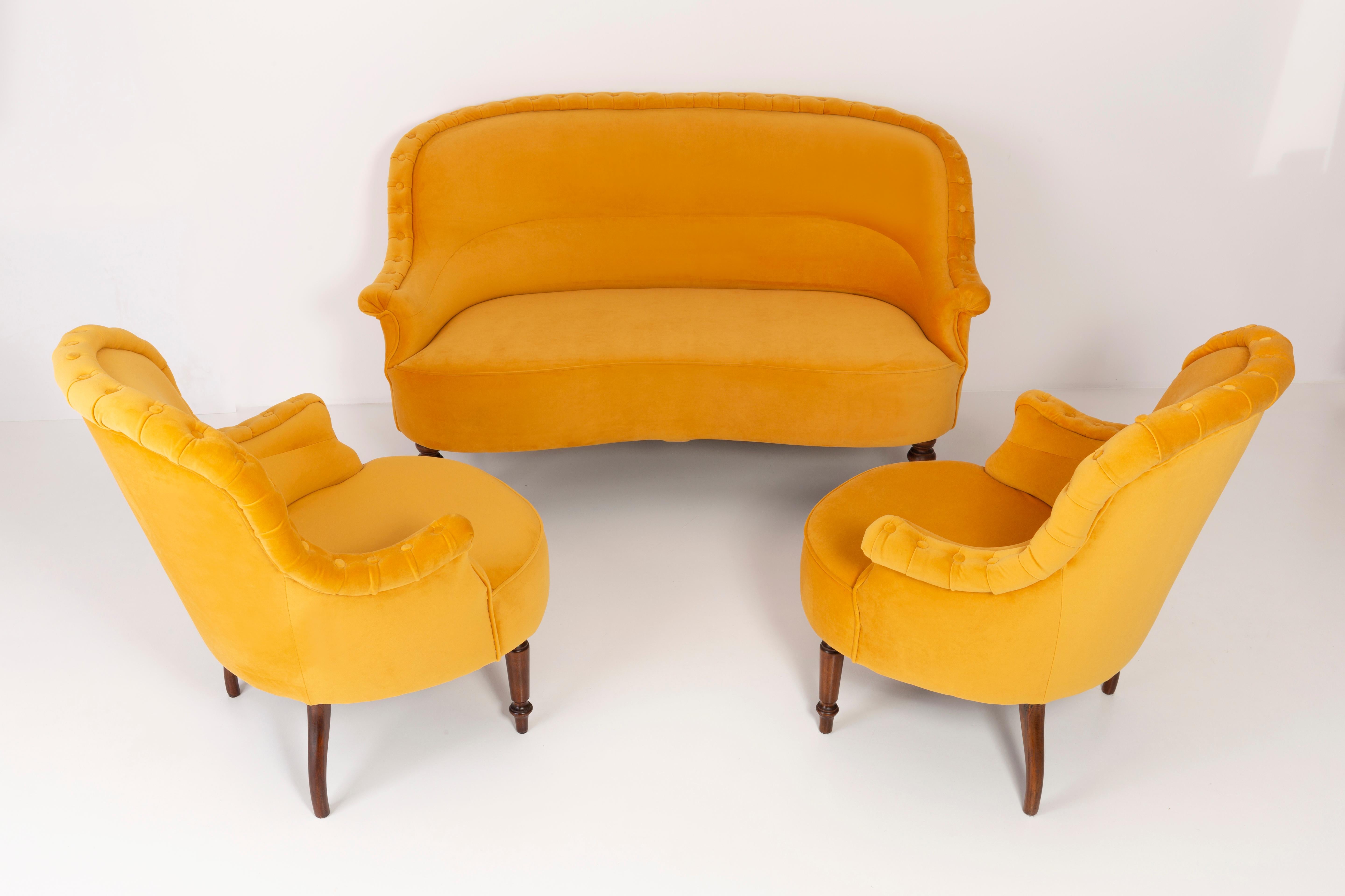 Sofa in Louis XVI Style Yellow Mustard, 1930s, Germany For Sale 4