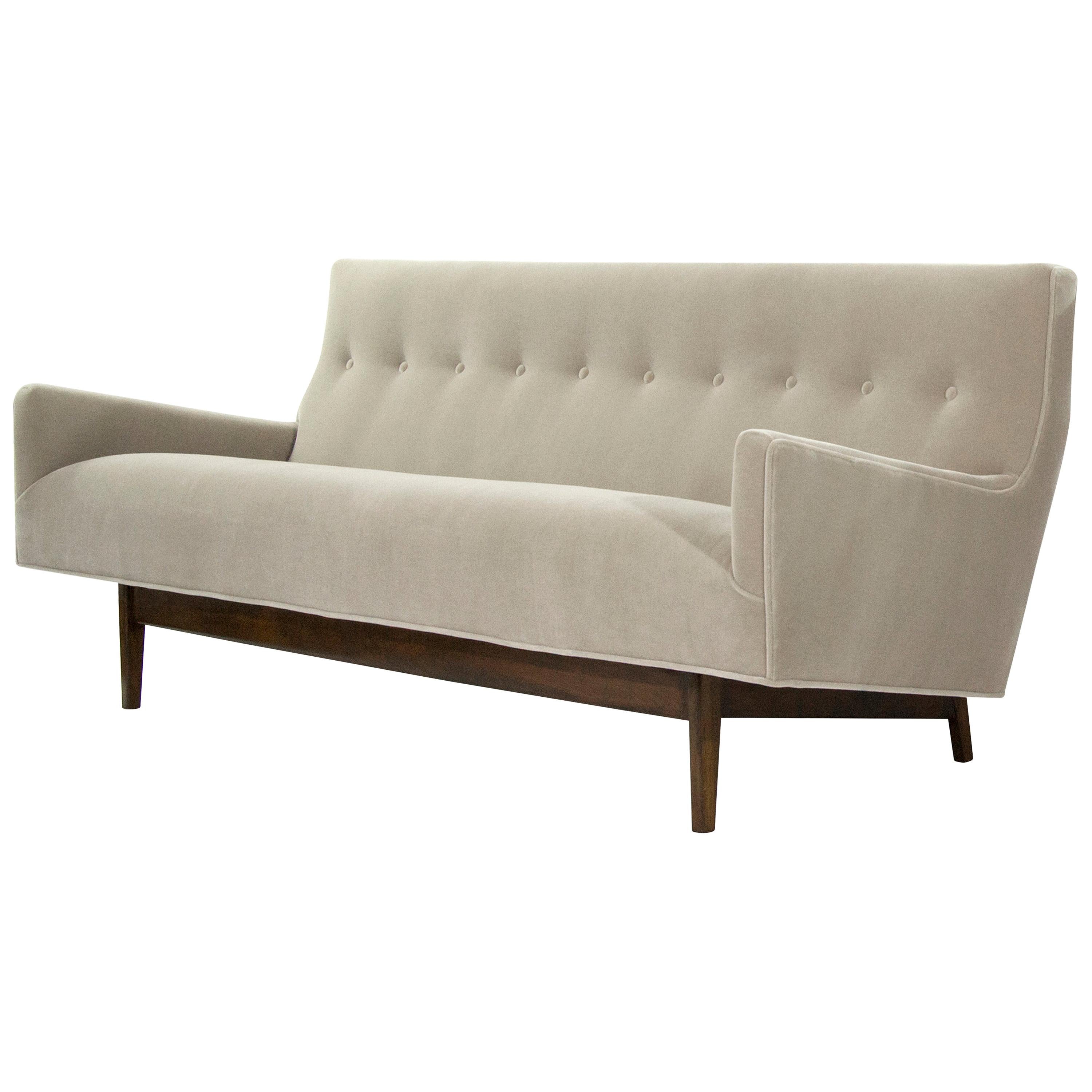 Sofa in Natural Mohair by Jens Risom, Model U-150 at 1stDibs