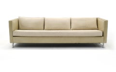 Sofa in Off White /Beige Leather with Mohair Cushions by Niedermaier, Chicago