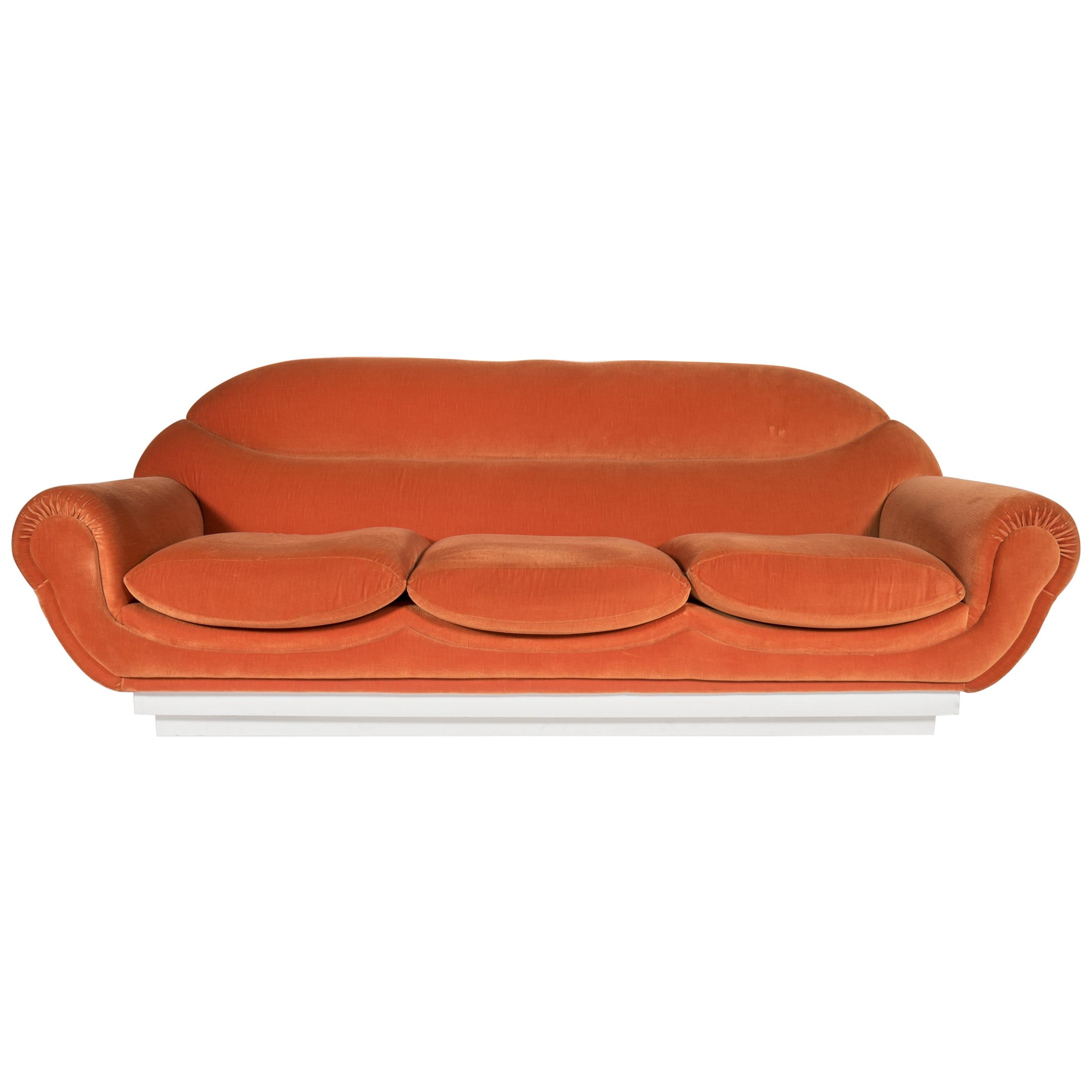 Sofa in Orange Fabric, 1970