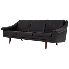 Sofa in Original Black Leather by Aage Christensen