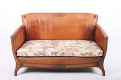 Sofa aus patiniertem Leder und Stoff, entworfen von Otto Schulz