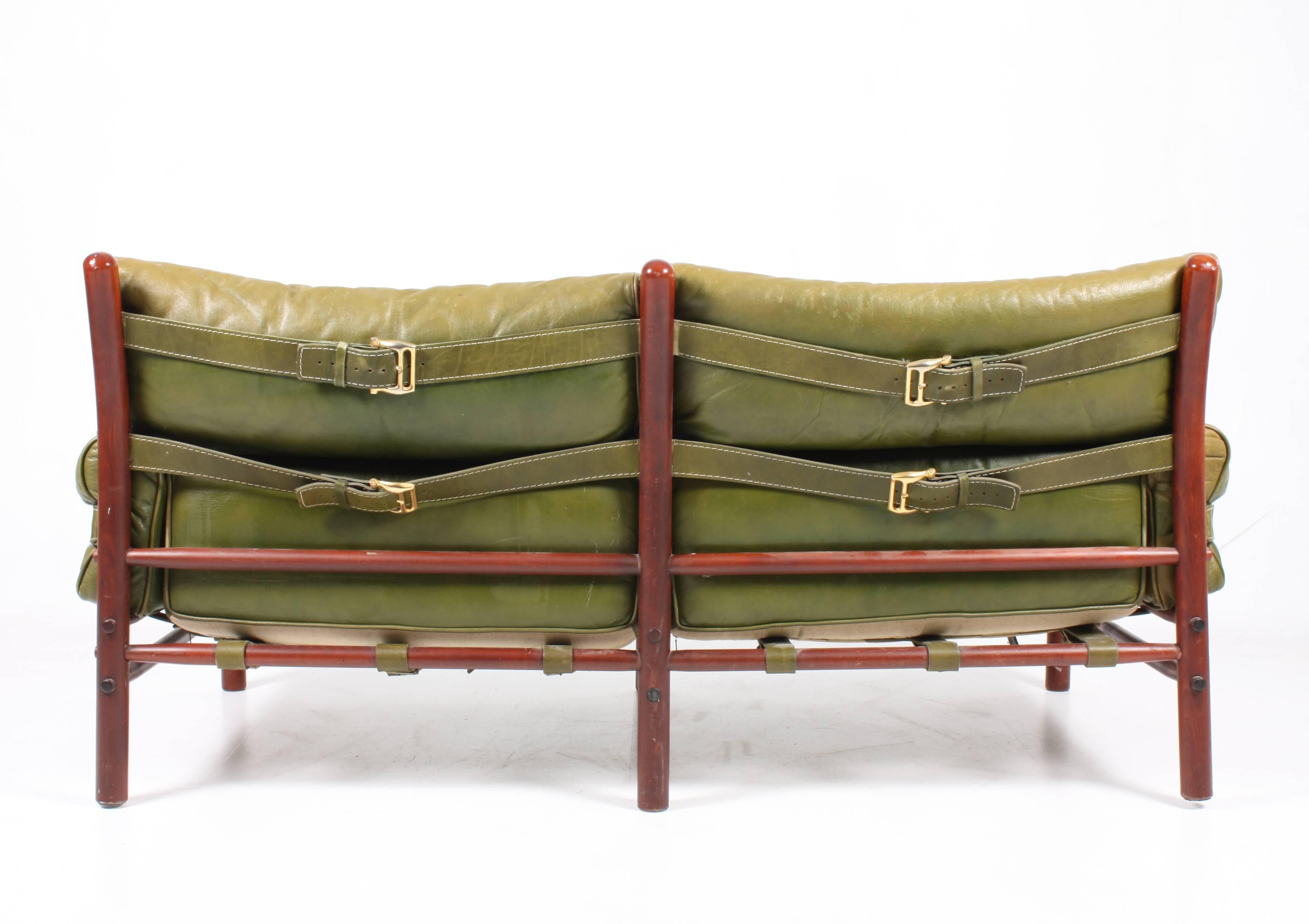 Sofa in Patinated Leather by Arne Norell In Excellent Condition For Sale In Lejre, DK