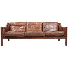 Sofa in Patinated Leather by Erik Jørgensen