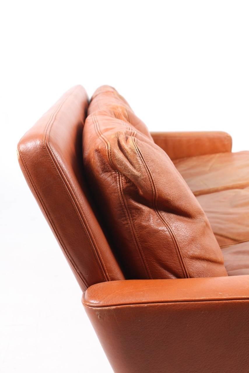 Mid-20th Century Sofa in Patinated Leather by Fredrik Kayser