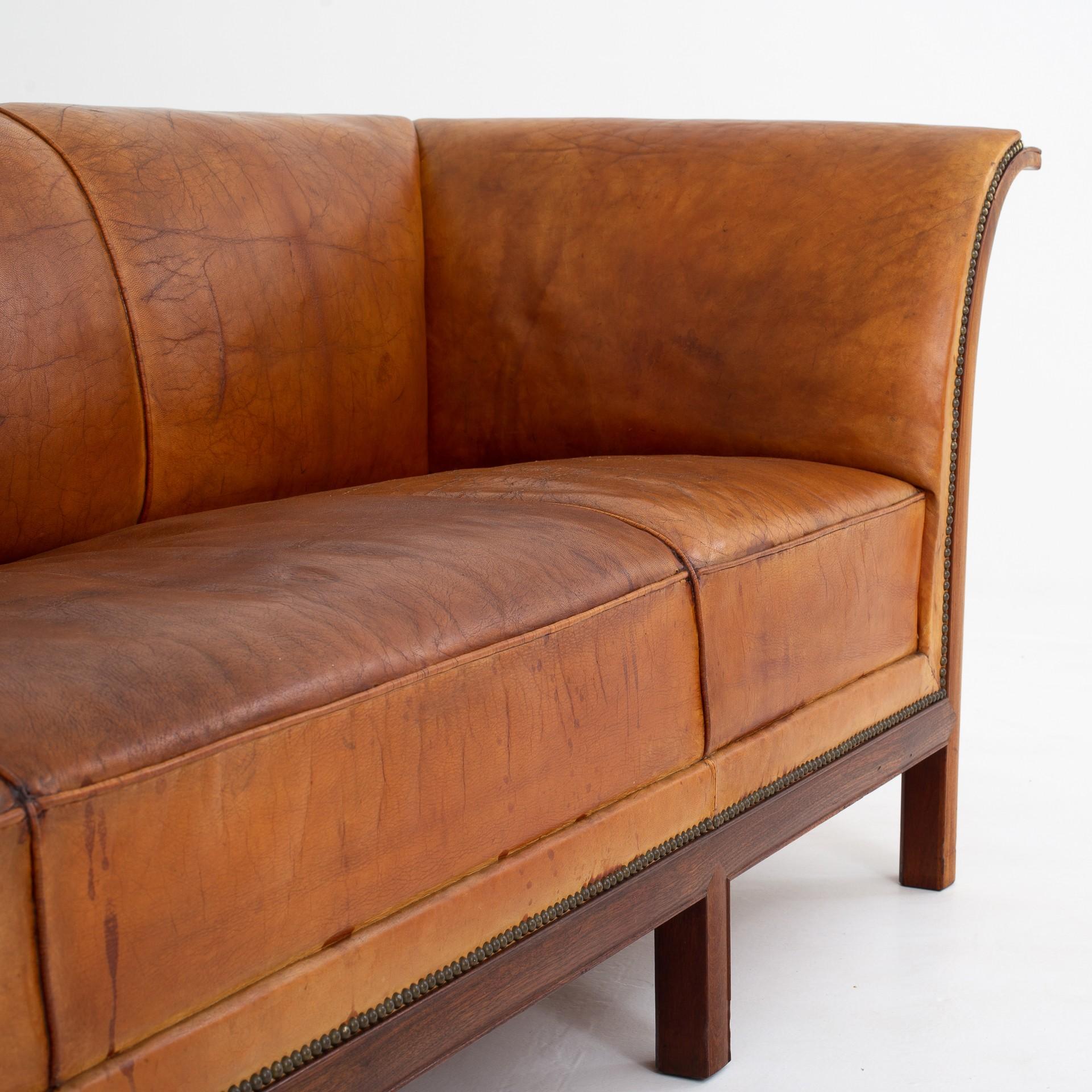 Danish Sofa in Patinated Niger Skin by Frits Henningsen