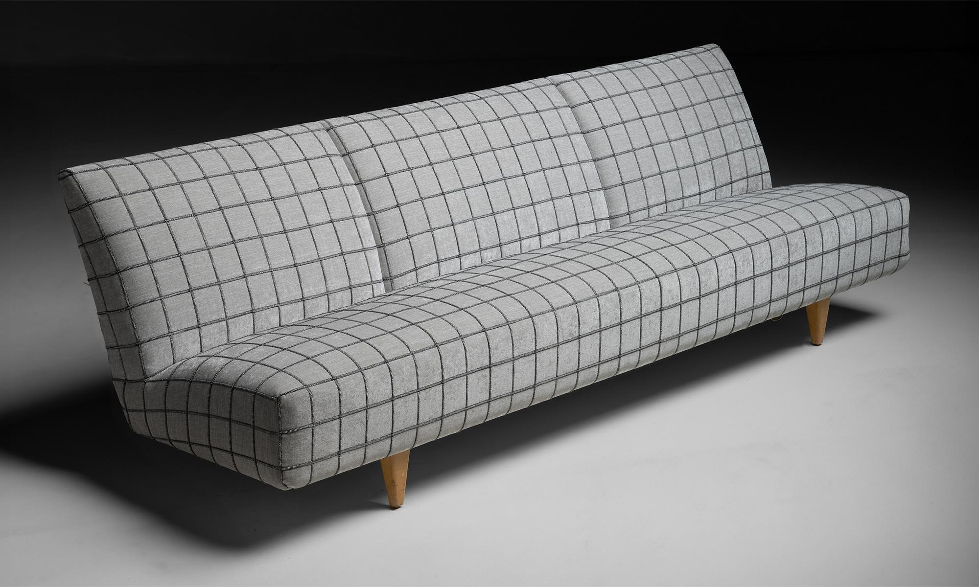 Sweden circa 1961

Model T201, designed by Bruno Mathsson. Newly upholstered in Pierre Frey fabric.

93”L x 36”d x 30.5”h x 16”seat