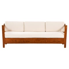 Sofa in Pine and White Bouclé Fabric by Carl Malmsten, 1936