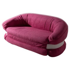 Premiere Sofa in pink bouclé by Adriano Piazzesi