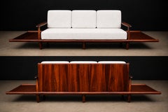 Sofa in Rosewood & Bouclé by Liceu de Artes e Ofícios, Brazilian Modern, 1960s