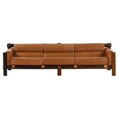 Sofa in Rosewood, Leather and Chrome by Percival Lafer, 1970's