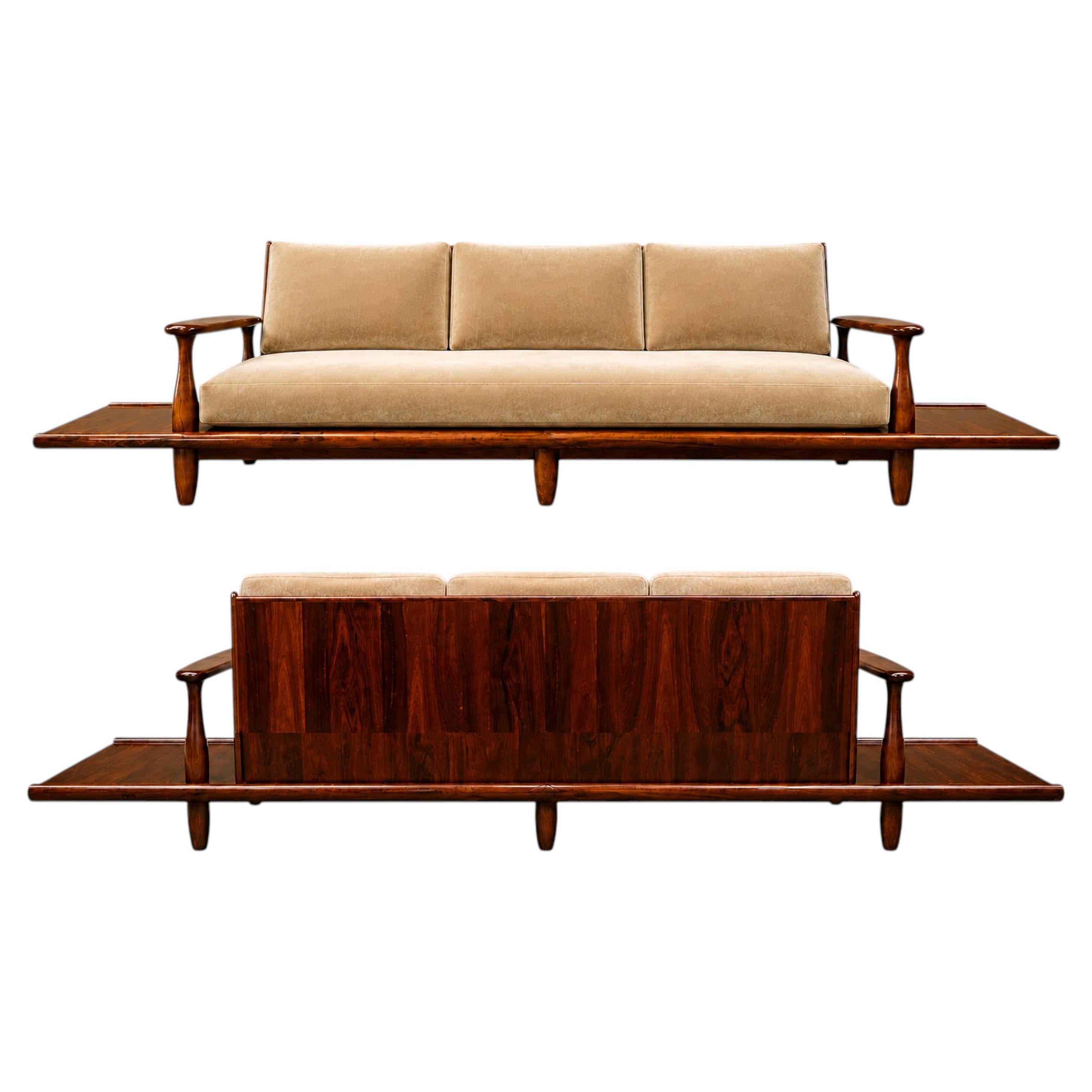 Sofa in Rosewood & Mohair by Liceu de Artes e Ofícios, Brazilian Modern, 1960s