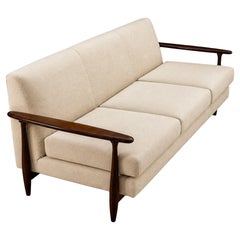 Sofa in Rosewood & Warm Ivory Mohair by Liceu de Artes e Ofícios, Brazil, 1960s