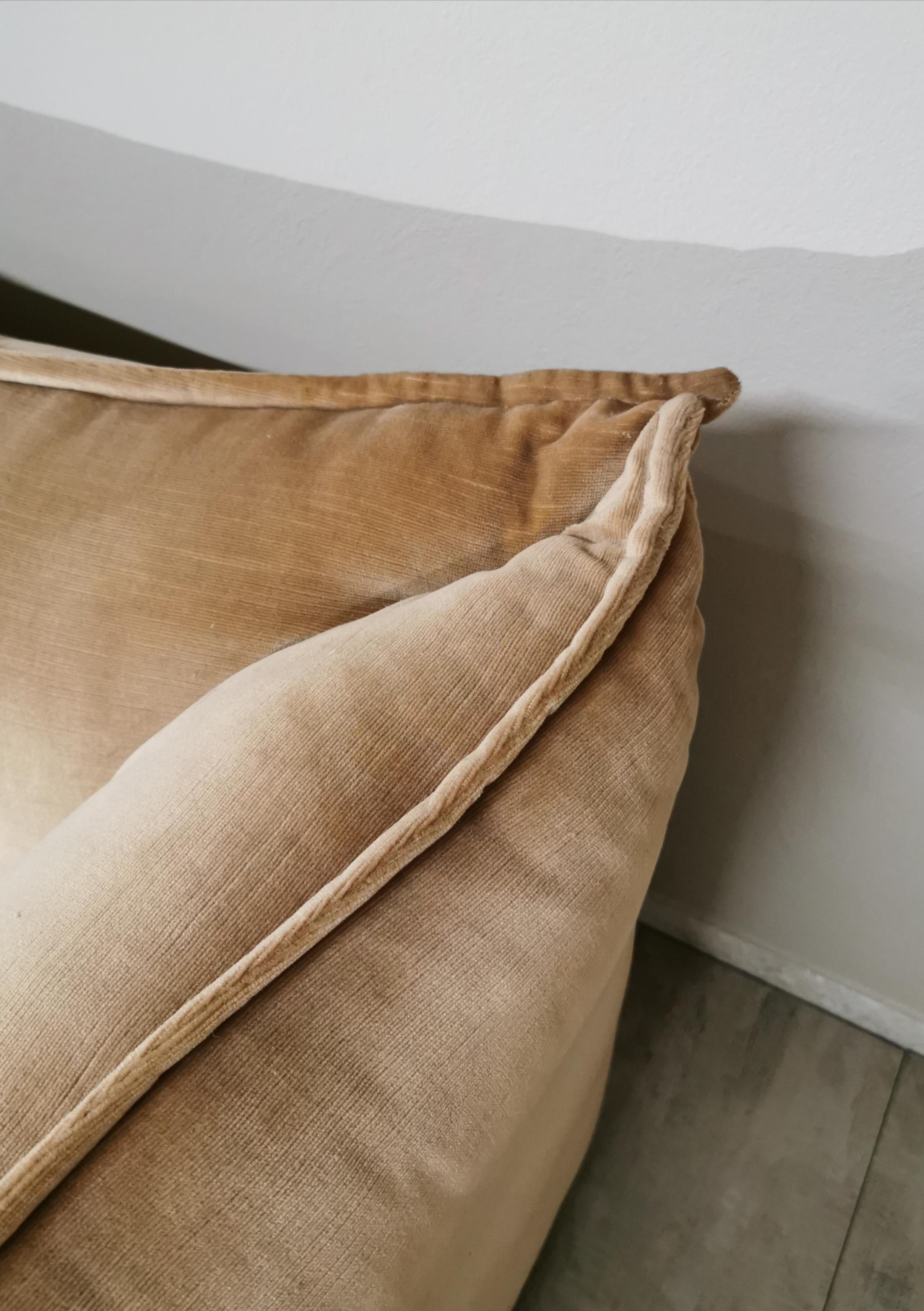 Modular Sofa Smooth Velvet Camel Mid Century Attributed to Cassina Italy, 1970s 1